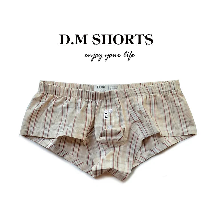 D.M Men's Boxer Briefs Plaid Home Pants