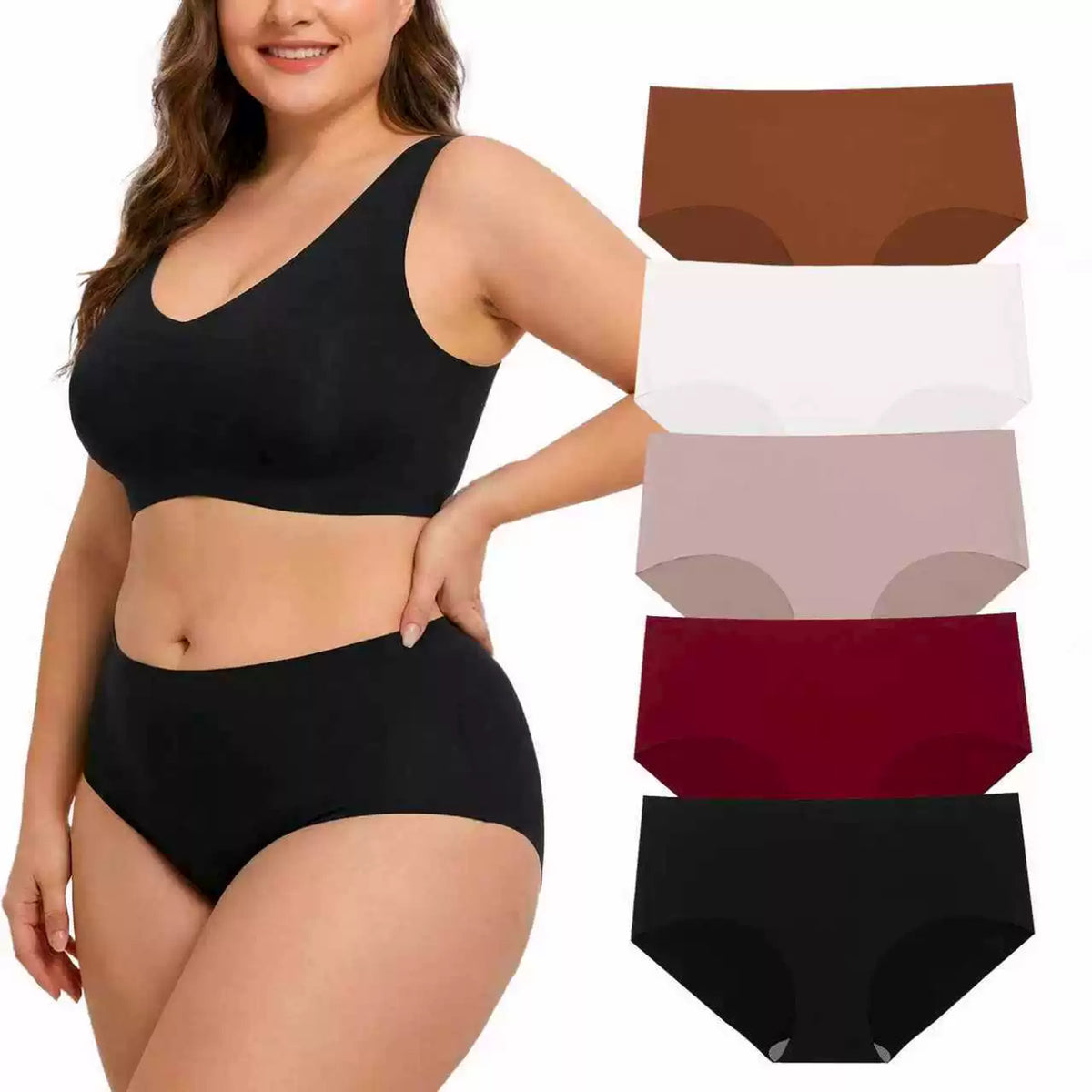 FURQX mid-rise full-coverage briefs on model with five available colors