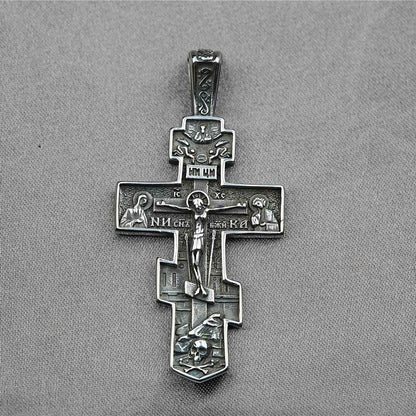 Titanium Orthodox Jesus Crucifix Necklace Protection Jewelry