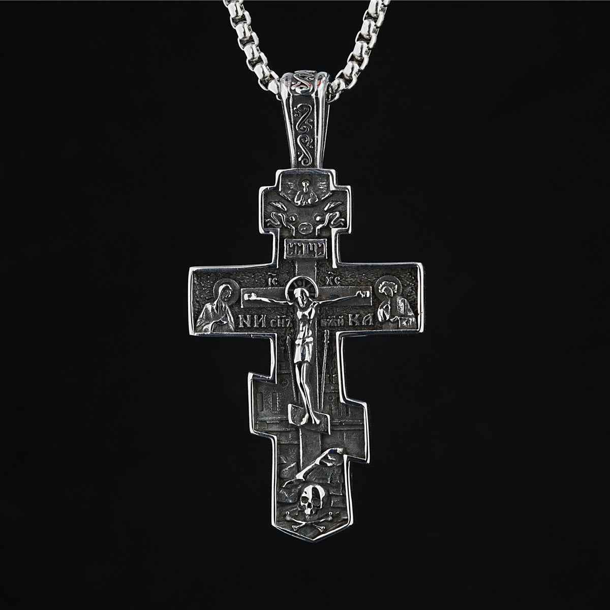 Titanium Orthodox Jesus Crucifix Necklace Protection Jewelry