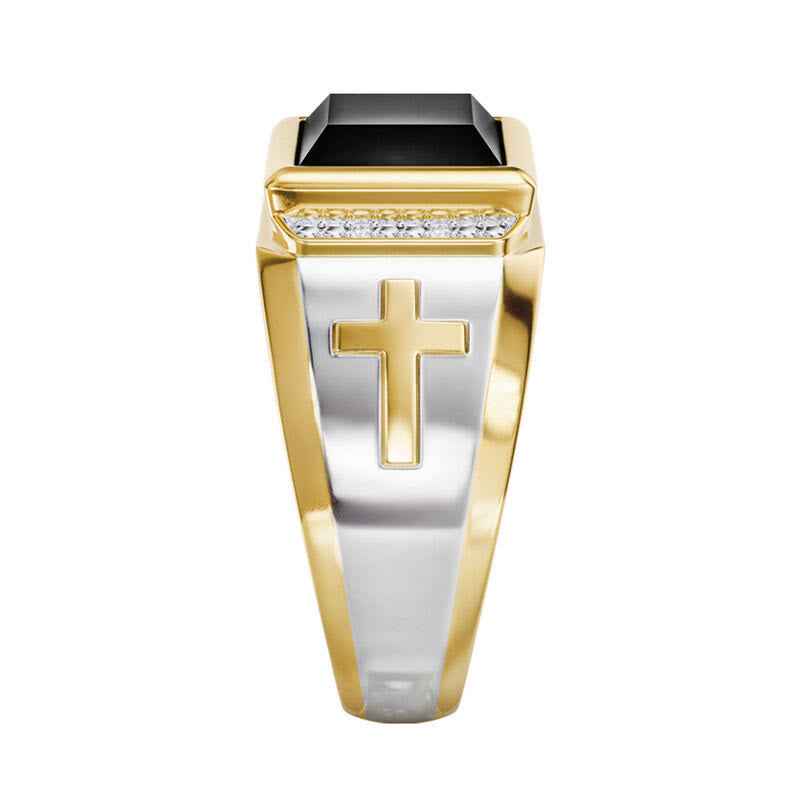 Christian Faith Two Tone Plated Cross Ring - With God All Things Are Possible