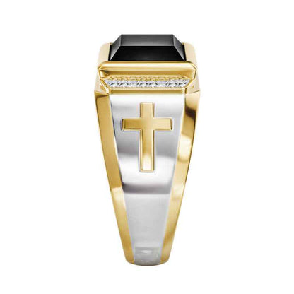 Christian Faith Two Tone Plated Cross Ring - With God All Things Are Possible