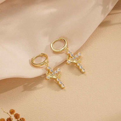 Modern Crowned in Faith Cross Necklace, Earrings