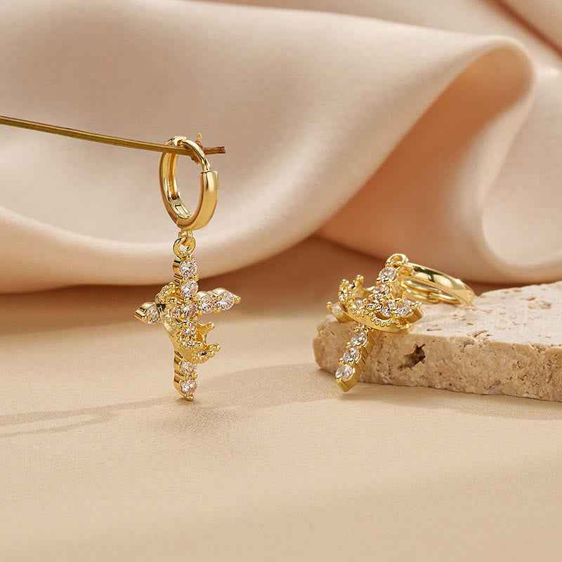 Modern Crowned in Faith Cross Necklace, Earrings