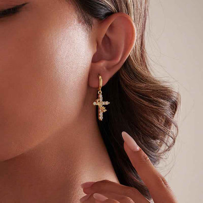 Modern Crowned in Faith Cross Necklace, Earrings