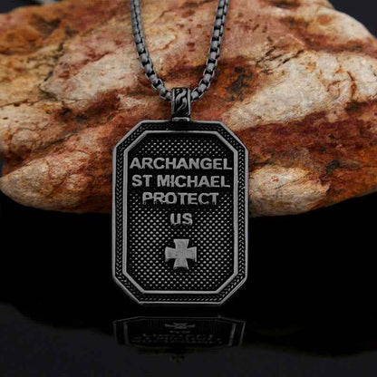 Classic Style St. Michael the Archangel Protection Stainless Steel Pendant Necklace
