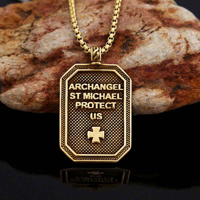 Classic Style St. Michael the Archangel Protection Stainless Steel Pendant Necklace