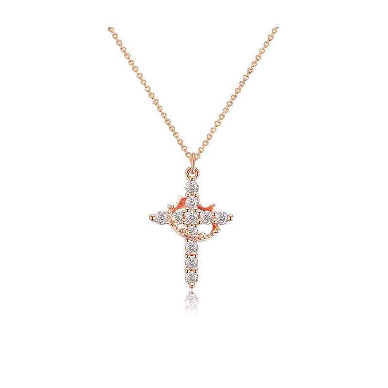 Modern Crowned in Faith Cross Necklace, Earrings