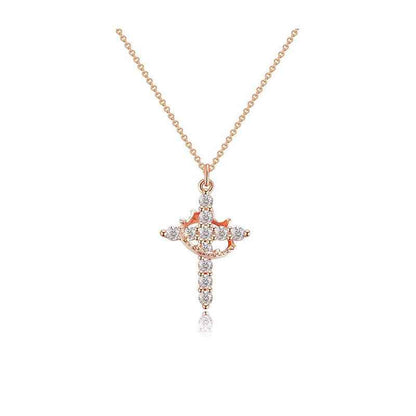 Modern Crowned in Faith Cross Necklace, Earrings