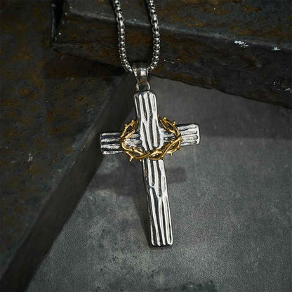 Jesus Crown Of Thorns Cross Sacred Protection Pendant Necklace