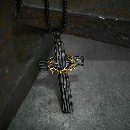 Jesus Crown Of Thorns Cross Sacred Protection Pendant Necklace