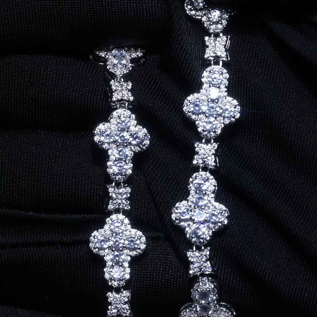 Hip Hop Cross Flowers Zircon Bracelet