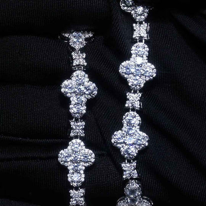 Hip Hop Cross Flowers Zircon Bracelet
