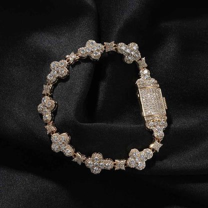 Hip Hop Cross Flowers Zircon Bracelet