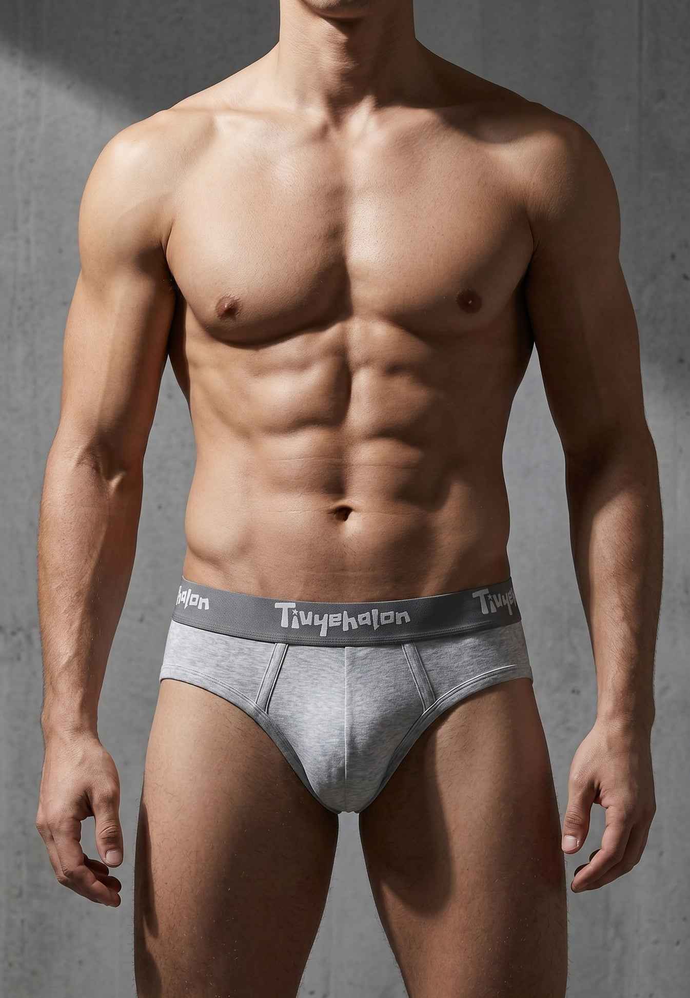 Men's solid-color breathable U-pouch briefs