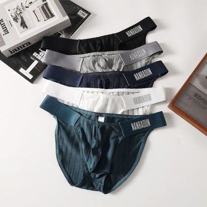 Vertical Lace Mesh Breathable Low Rise Men Briefs