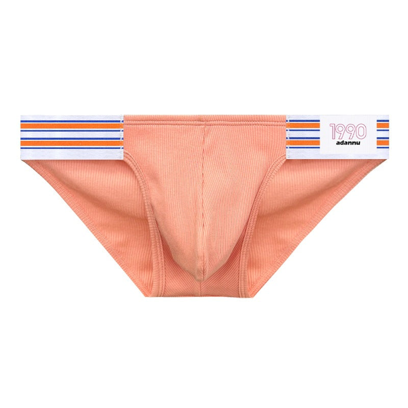 Men's Solid-Color Ribbed Briefs with U-Shaped Pouch