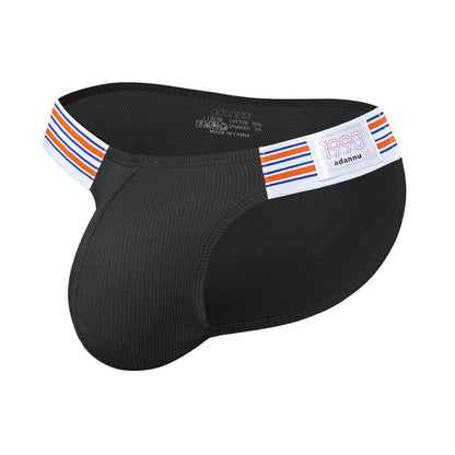 Men's Solid-Color Ribbed Briefs with U-Shaped Pouch