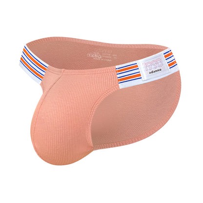 Men's Solid-Color Ribbed Briefs with U-Shaped Pouch