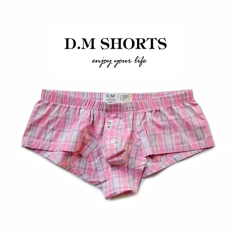 D.M Men's Boxer Briefs Plaid Home Pants