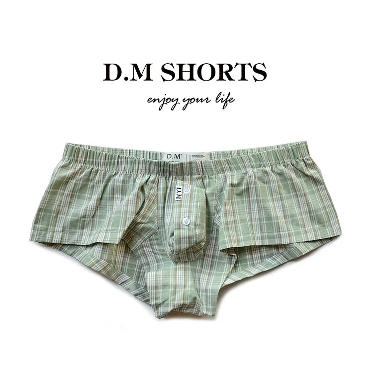 D.M Men's Boxer Briefs Plaid Home Pants