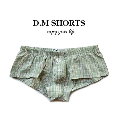 D.M Men's Boxer Briefs Plaid Home Pants