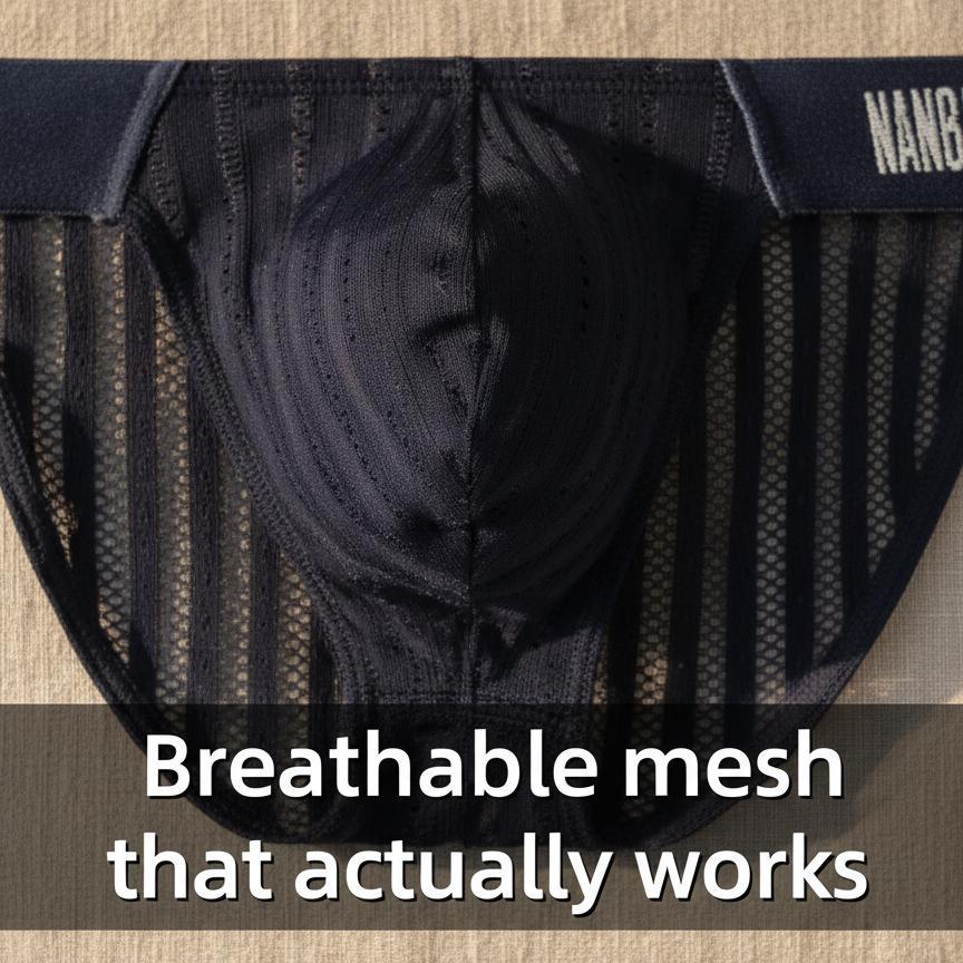 Vertical Lace Mesh Breathable Low Rise Men Briefs