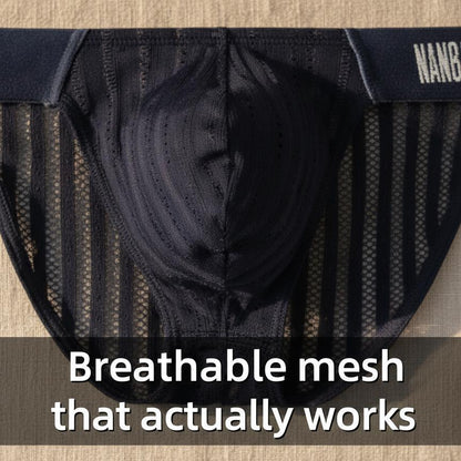 Vertical Lace Mesh Breathable Low Rise Men Briefs