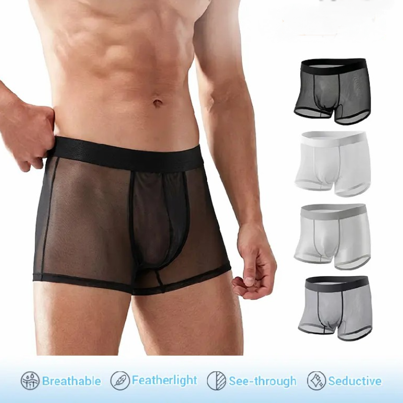 Men's Ice Silk Ultra-thin Cooling Breathable Boxer Shorts